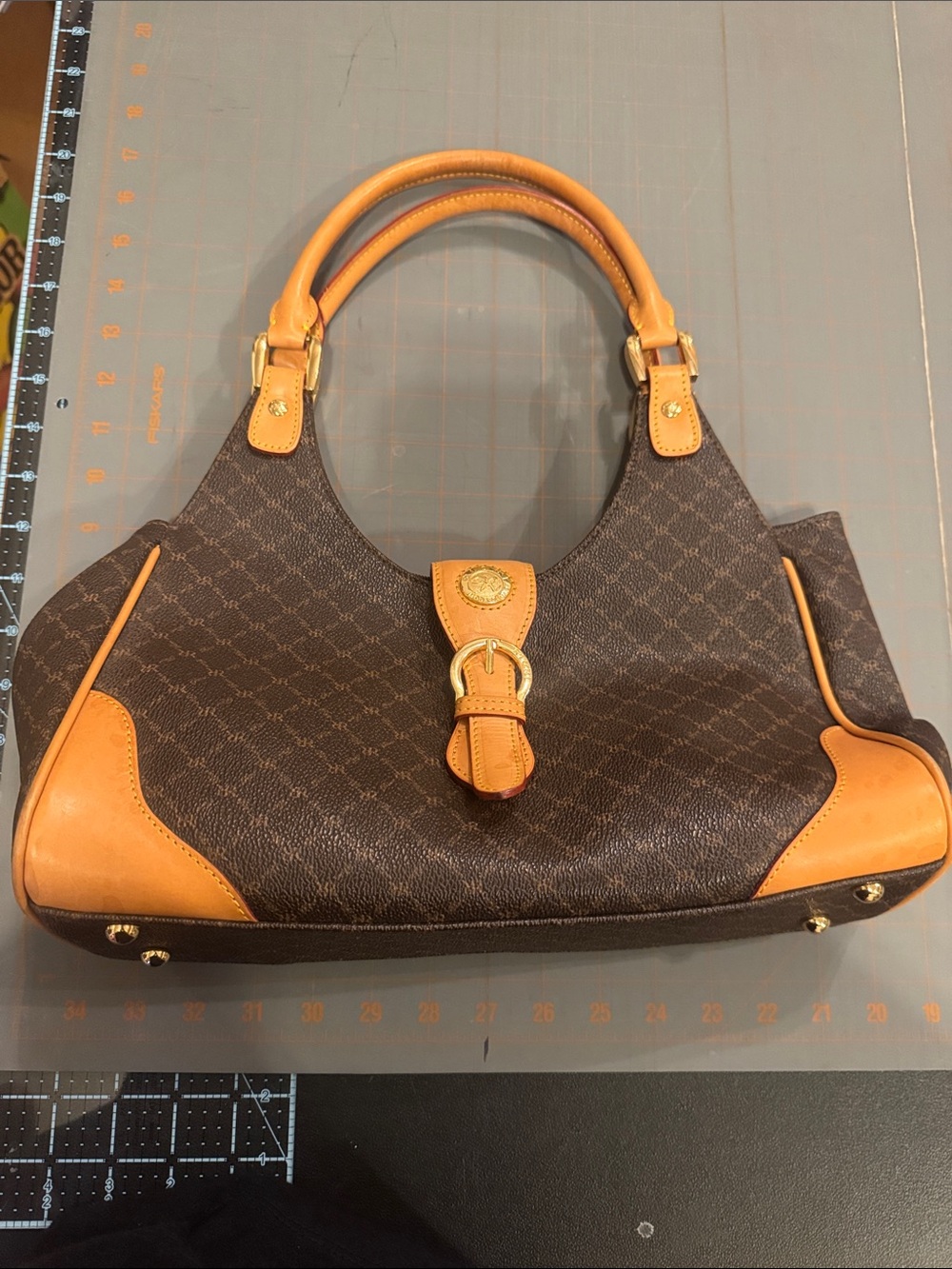 Rioni Classic Two-Tone Women’s Leather Accent Satchel - Brown & Tan